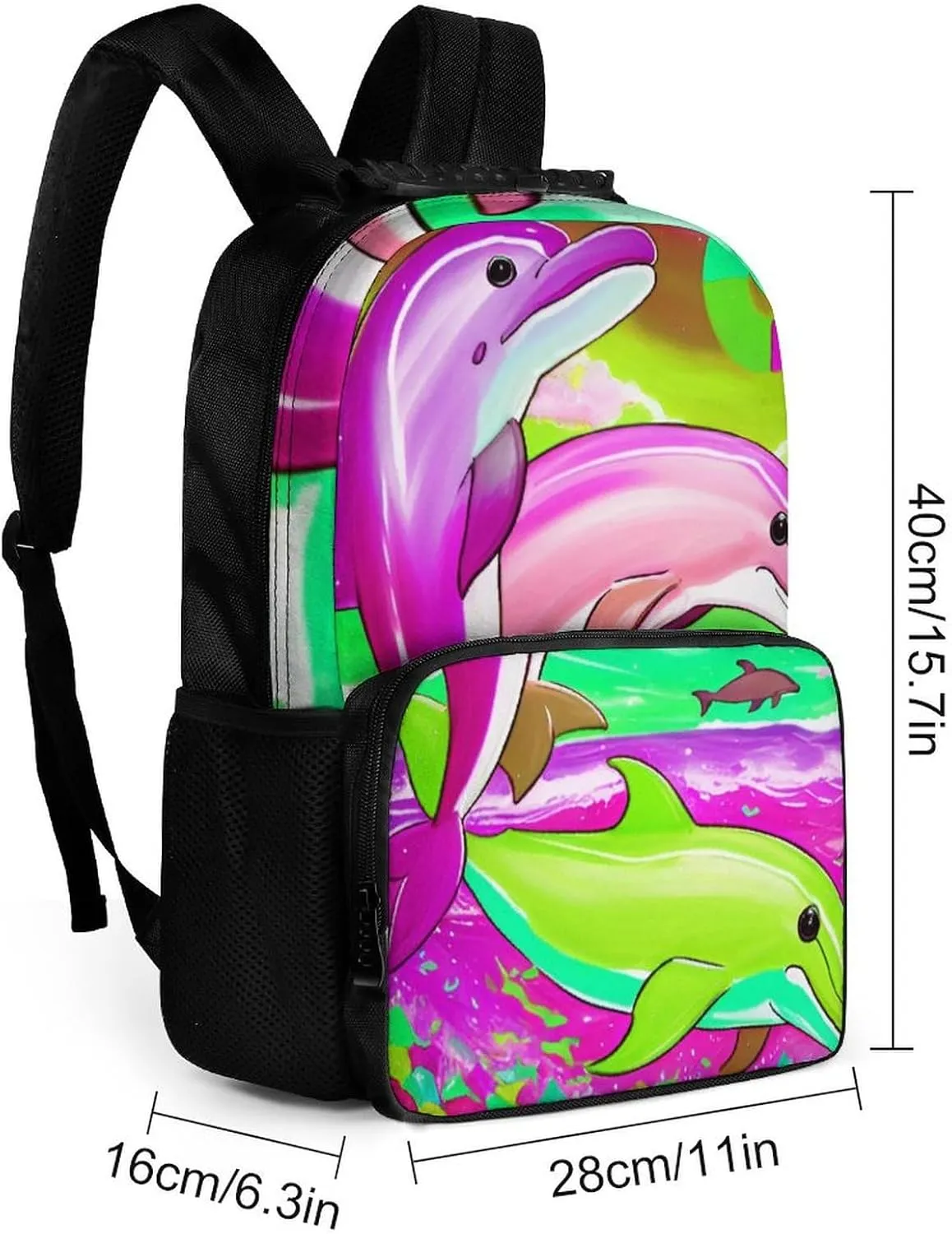 Colorful Dolphins Art Rucksacks Lightweight Multipurpose Anti-Theft Shoulder Bag Big Capacity Laptop Book Bag Rucksack With Padded Straps