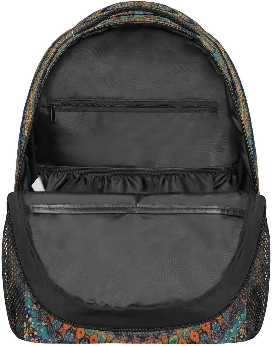 Colorful Mandala Pattern Travel Backpack, Large 16 Inch Laptop Bookbag Lightweight Carry-On Bag for Business Travel & Hiking