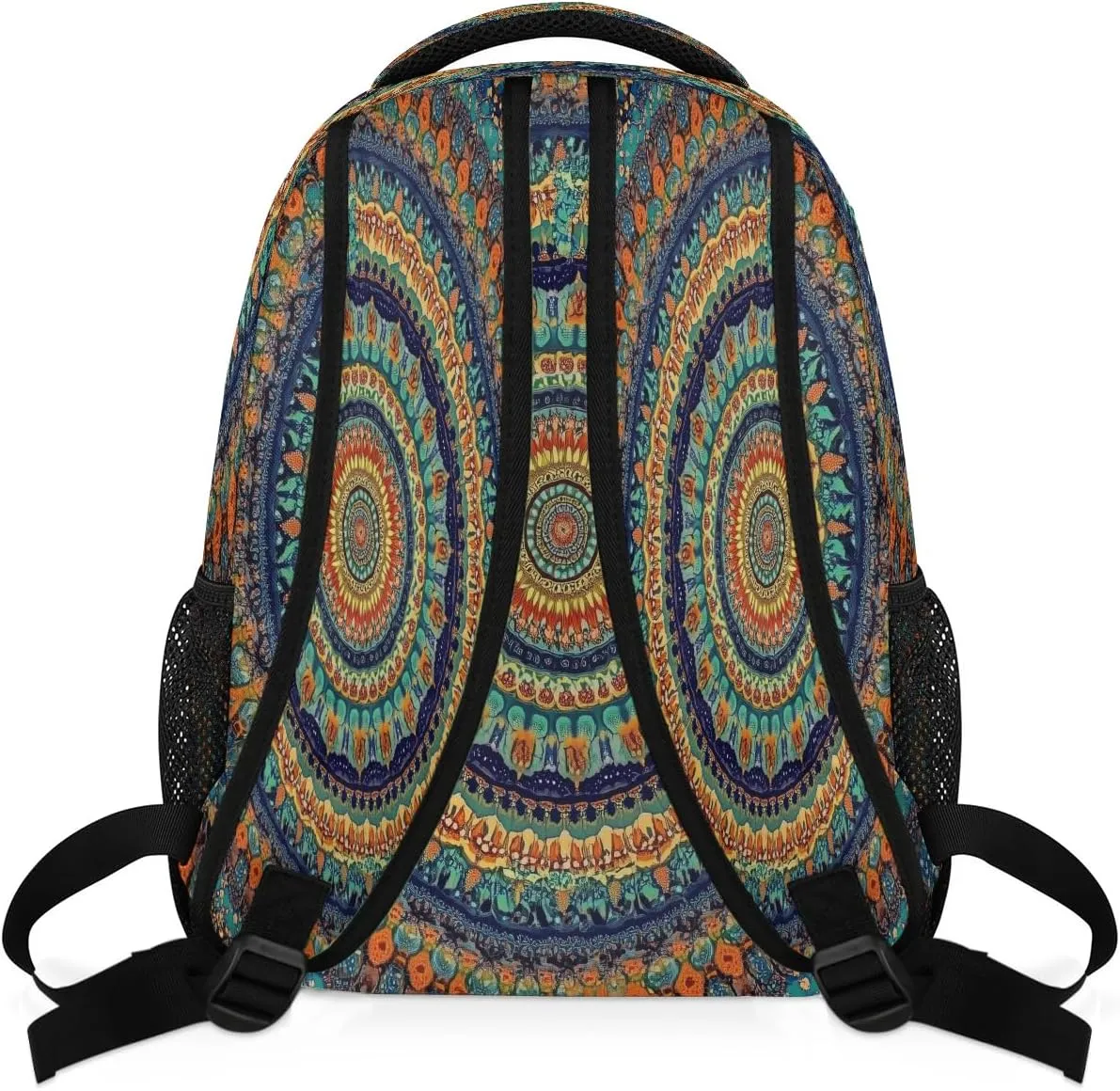 Colorful Mandala Pattern Travel Backpack, Large 16 Inch Laptop Bookbag Lightweight Carry-On Bag for Business Travel & Hiking