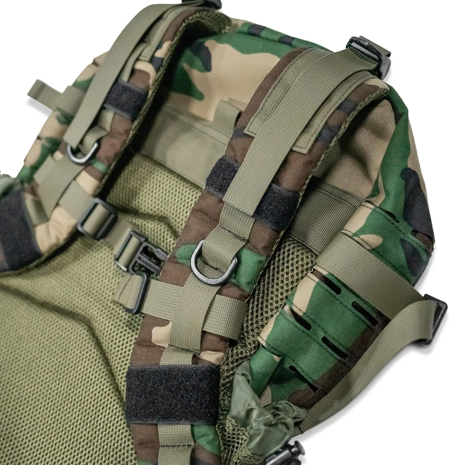 Combat Iron 35L Military Tactical Backpack for Men & Women, Molle Daypack Bug Out Bag, Hiking, Camping, Travel Rucksack with Bottle Holder, Woodland BDU Camo