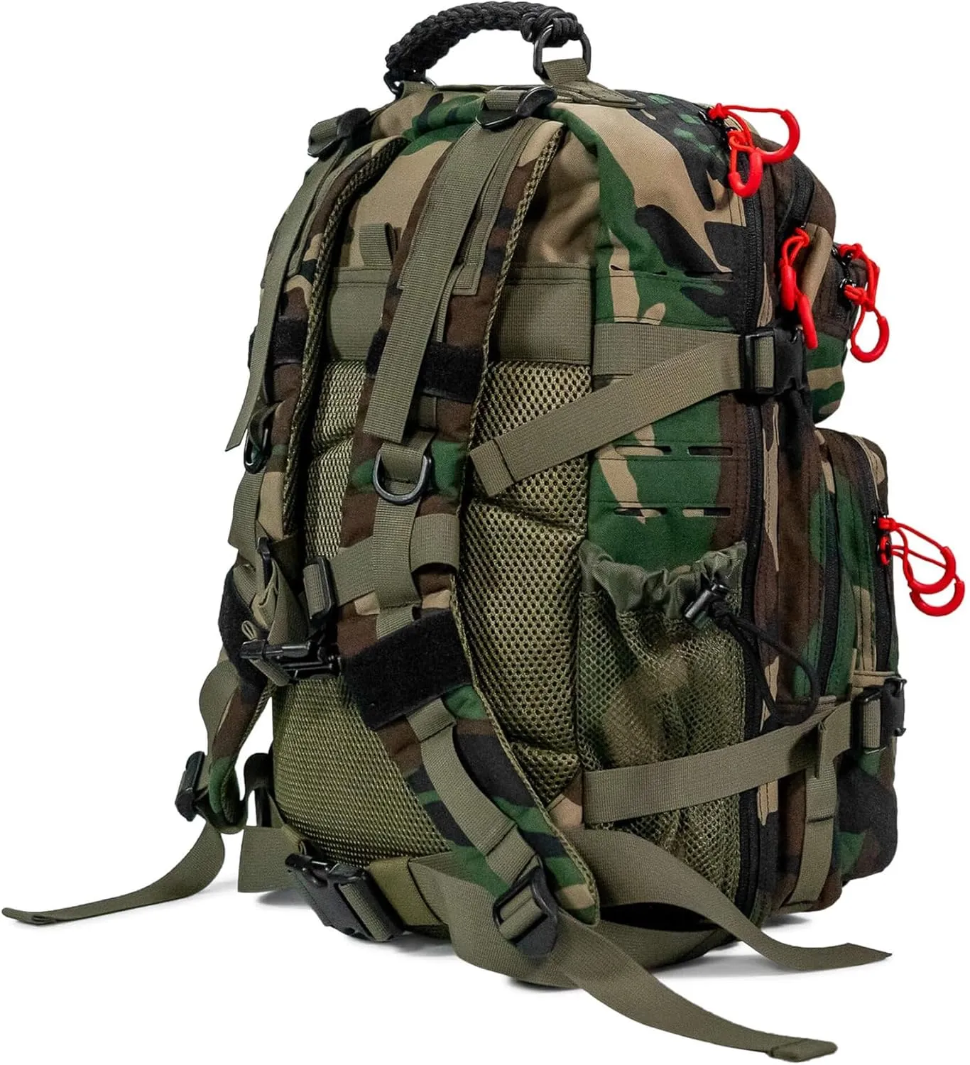 Combat Iron 35L Military Tactical Backpack for Men & Women, Molle Daypack Bug Out Bag, Hiking, Camping, Travel Rucksack with Bottle Holder, Woodland BDU Camo