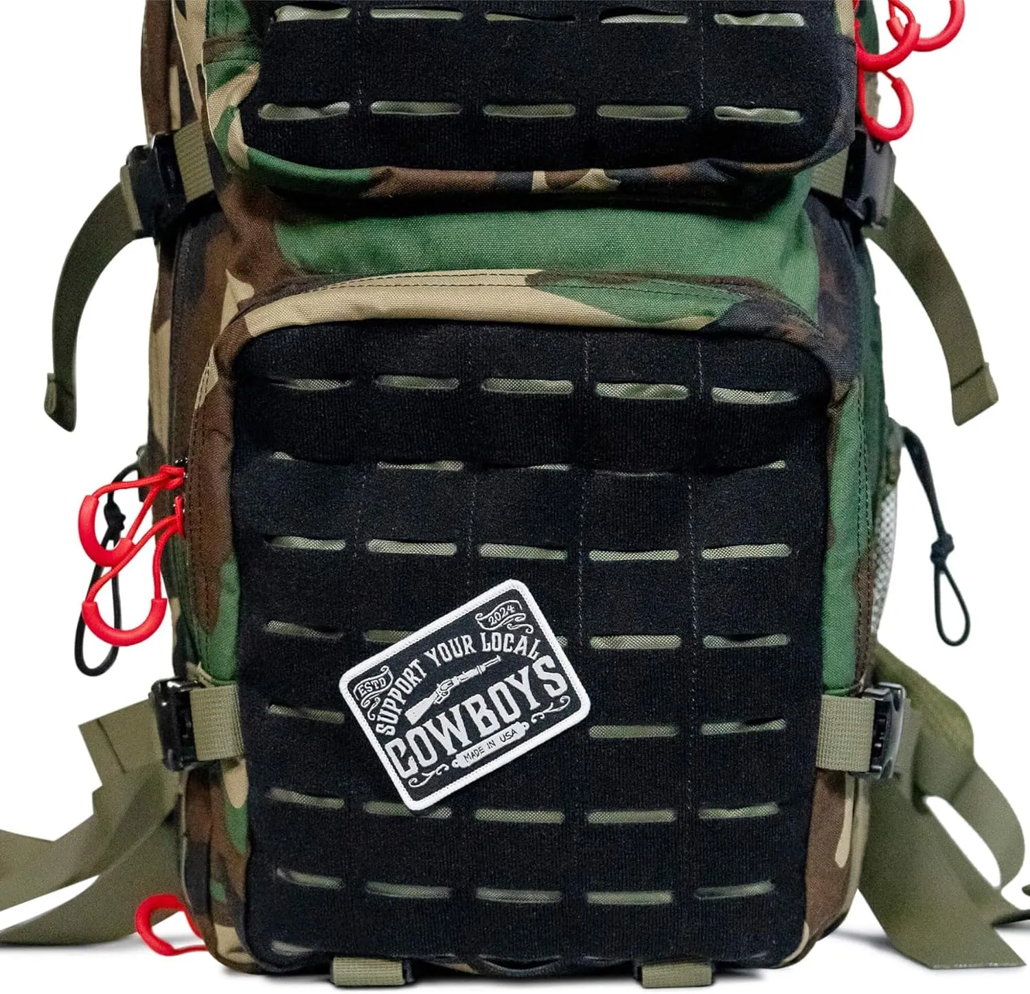 Combat Iron 35L Military Tactical Backpack for Men & Women, Molle Daypack Bug Out Bag, Hiking, Camping, Travel Rucksack with Bottle Holder, Woodland BDU Camo