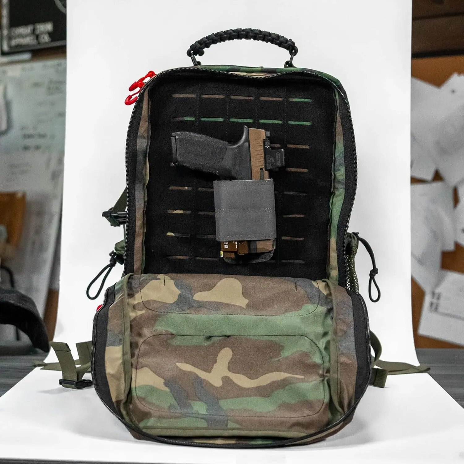 Combat Iron 35L Military Tactical Backpack for Men & Women, Molle Daypack Bug Out Bag, Hiking, Camping, Travel Rucksack with Bottle Holder, Woodland BDU Camo
