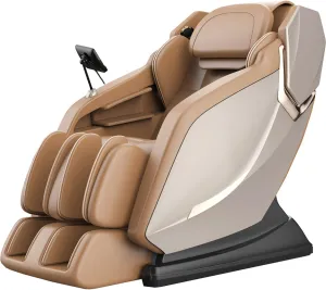 Comfortable Brown L-Track Massage Chair with Airbag & Heating - Recliner for Deep Back & Leg Relieve