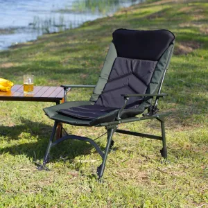 Comfortable Portable Folding Reclining Chair for Camping, Adjustable Backrest, Lightweight and Sturdy Design, Green and Black