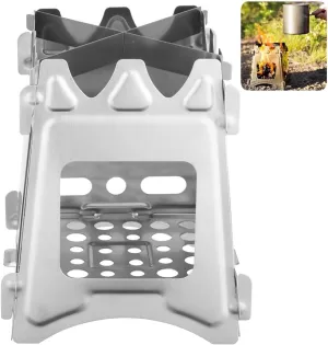 Compact Outdoor Camping Wood Stove, Folding Stainless Steel Stove for Backpacking, Hiking, Mountaineering & Travel