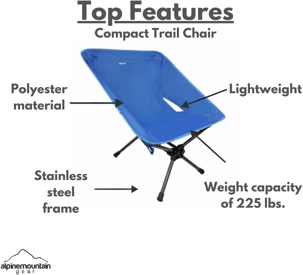 Compact Trail Chair for - Portable Chair for Camping/Hiking/Backpacking by Caddis Sports