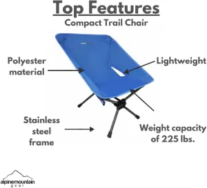 Compact Trail Chair for - Portable Chair for Camping/Hiking/Backpacking by Caddis Sports