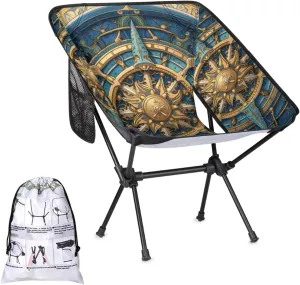 Compass Portable Camping Chair with 2 Side Pockets,Outdoor Lightweight Folding Chair with Compact Design for Men Women for Backpacking,Hiking,Fishing and Travel