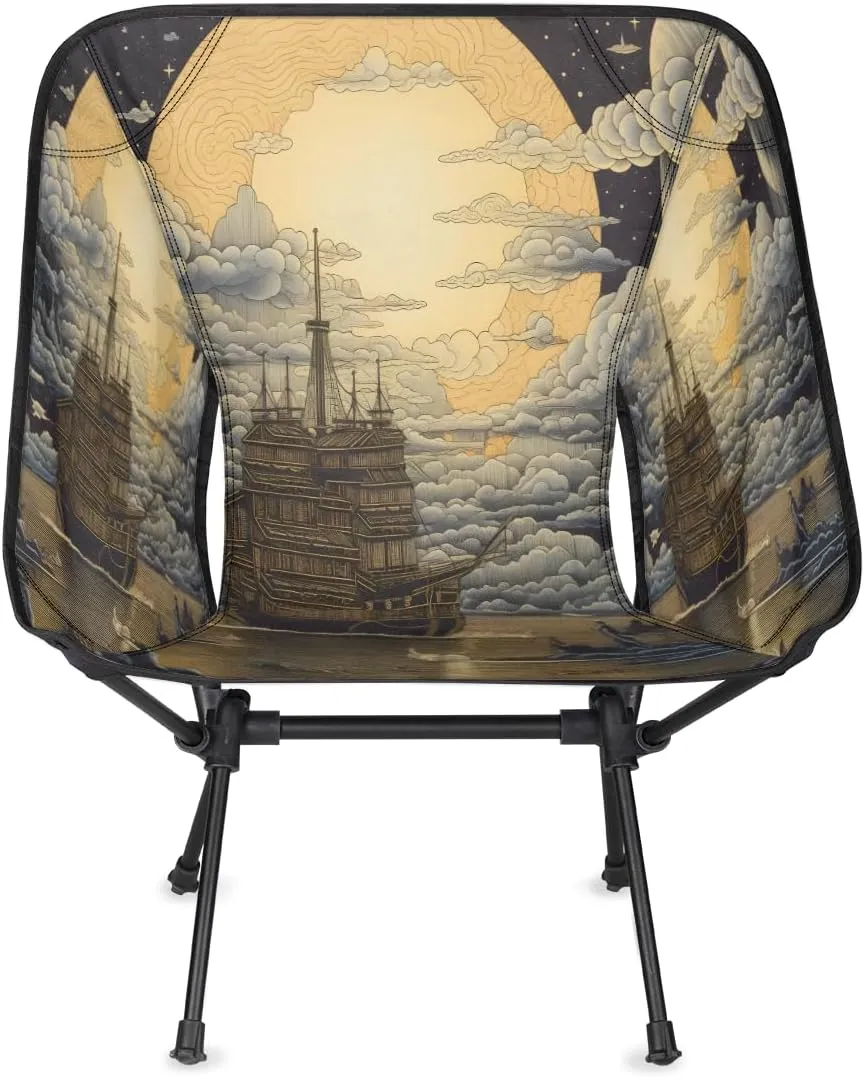 Compass Sailboat Camping Chair Lightweight Portable Chairs for Adults Easy Installation Outdoor Foldable Camping Chair for Camping Fishing Hiking Picnic Beach