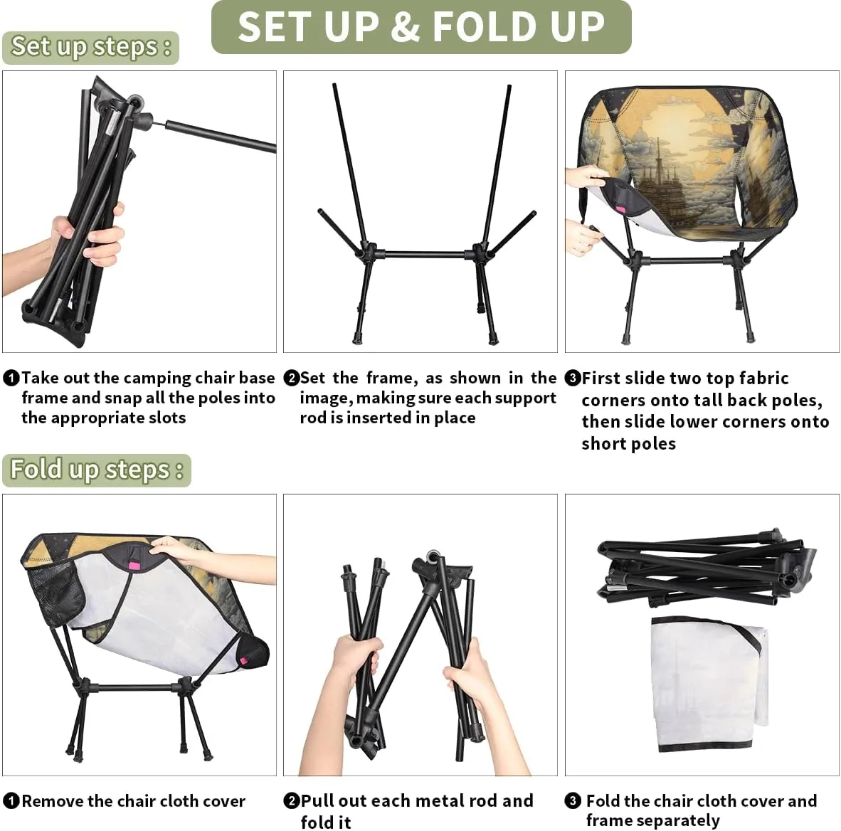 Compass Sailboat Camping Chair Lightweight Portable Chairs for Adults Easy Installation Outdoor Foldable Camping Chair for Camping Fishing Hiking Picnic Beach