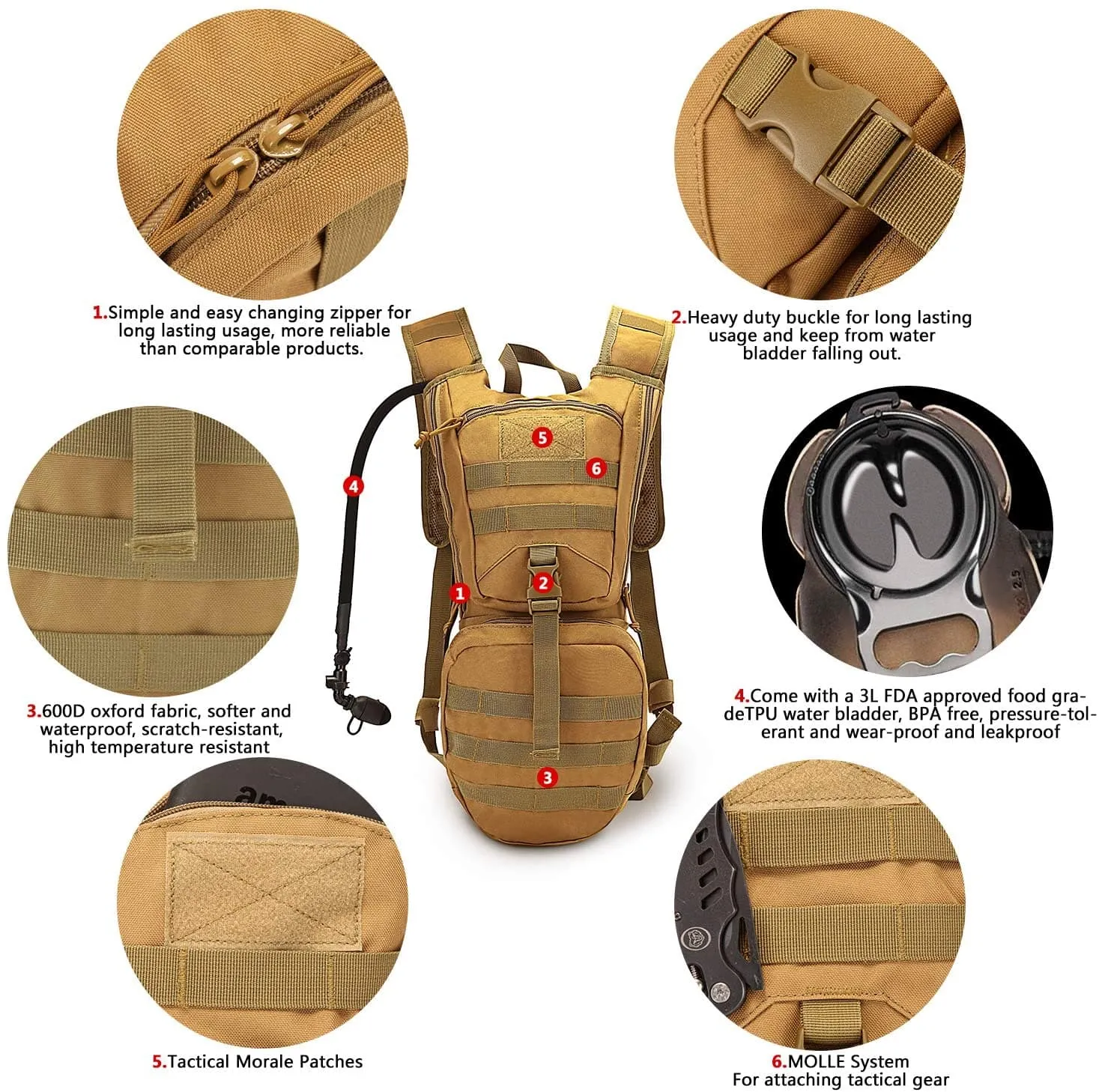 Complete Hydration Backpack Bundle Including a 3L Water Bladder
