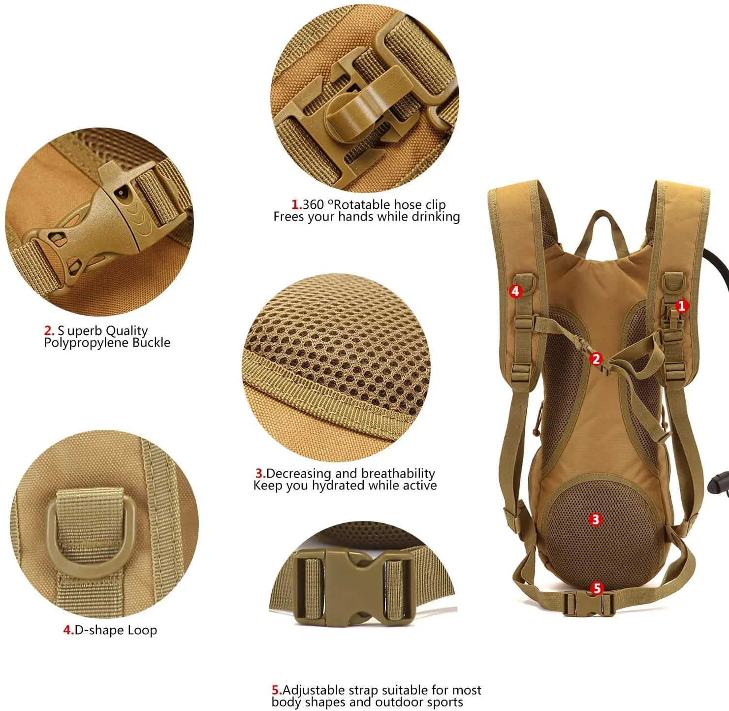 Complete Hydration Backpack Bundle Including a 3L Water Bladder