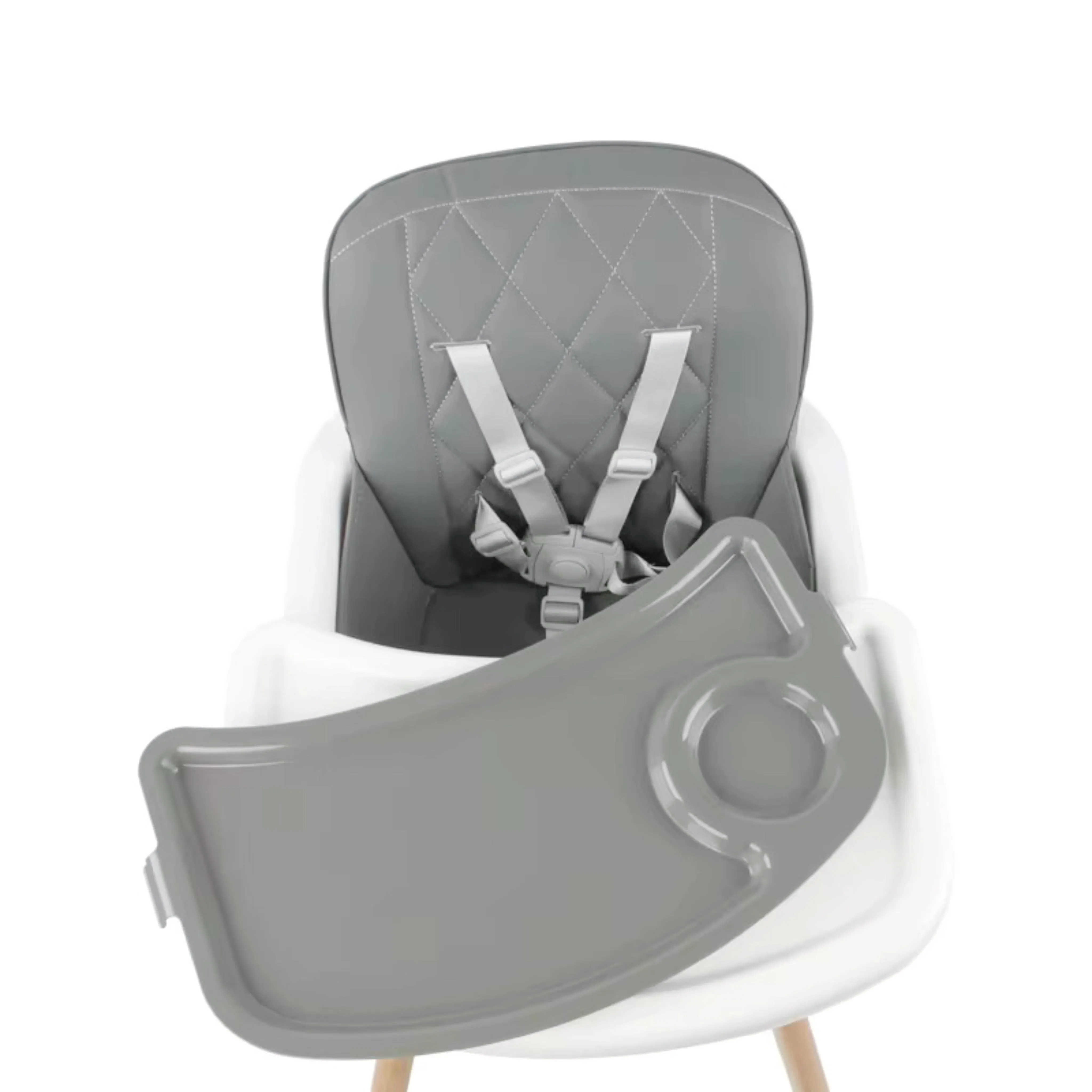 Convertible Baby High Chair with Wooden Legs, Adjustable Tray, and Cushioned Seat | Wooden High Chair