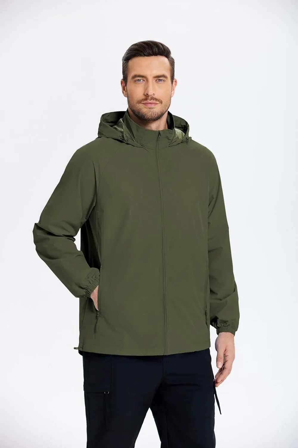 COOFANDY Mens Rain Jacket Lightweight Waterproof Raincoat Packable Rain Shell Jacket With Hood Golf Hiking Windbreaker