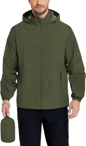 COOFANDY Mens Rain Jacket Lightweight Waterproof Raincoat Packable Rain Shell Jacket With Hood Golf Hiking Windbreaker