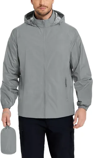 COOFANDY Mens Rain Jacket Lightweight Waterproof Raincoat Packable Rain Shell Jacket With Hood Golf Hiking Windbreaker