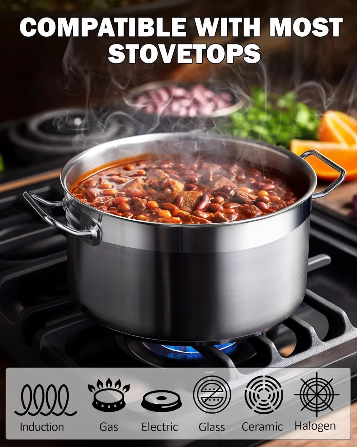 Cooks Standard 6-Quart Stock Pot with Lid, Professional 18/10 Stainless Steel Stockpot Dutch Oven Casserole Cooking Pot, Ollas de Cocina, Compatible with All Stovetops, Silver