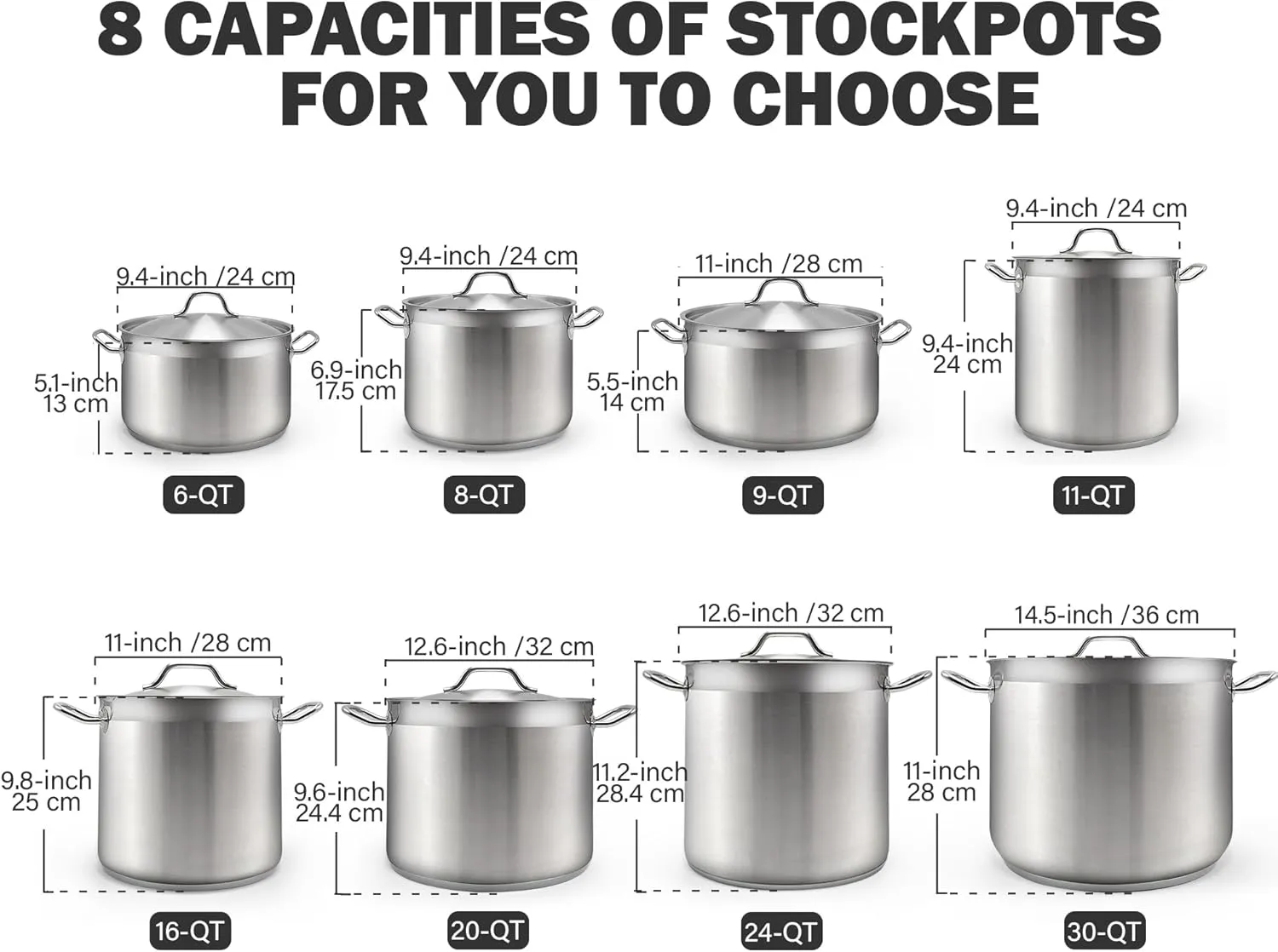 Cooks Standard 6-Quart Stock Pot with Lid, Professional 18/10 Stainless Steel Stockpot Dutch Oven Casserole Cooking Pot, Ollas de Cocina, Compatible with All Stovetops, Silver