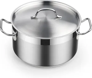 Cooks Standard 6-Quart Stock Pot with Lid, Professional 18/10 Stainless Steel Stockpot Dutch Oven Casserole Cooking Pot, Ollas de Cocina, Compatible with All Stovetops, Silver