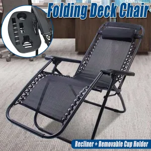 Cool Black Self-produced Nap Folding Recliner Office Lunch Beach Chair