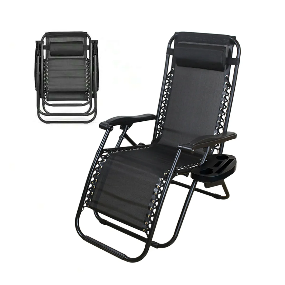 Cool Black Self-produced Nap Folding Recliner Office Lunch Beach Chair