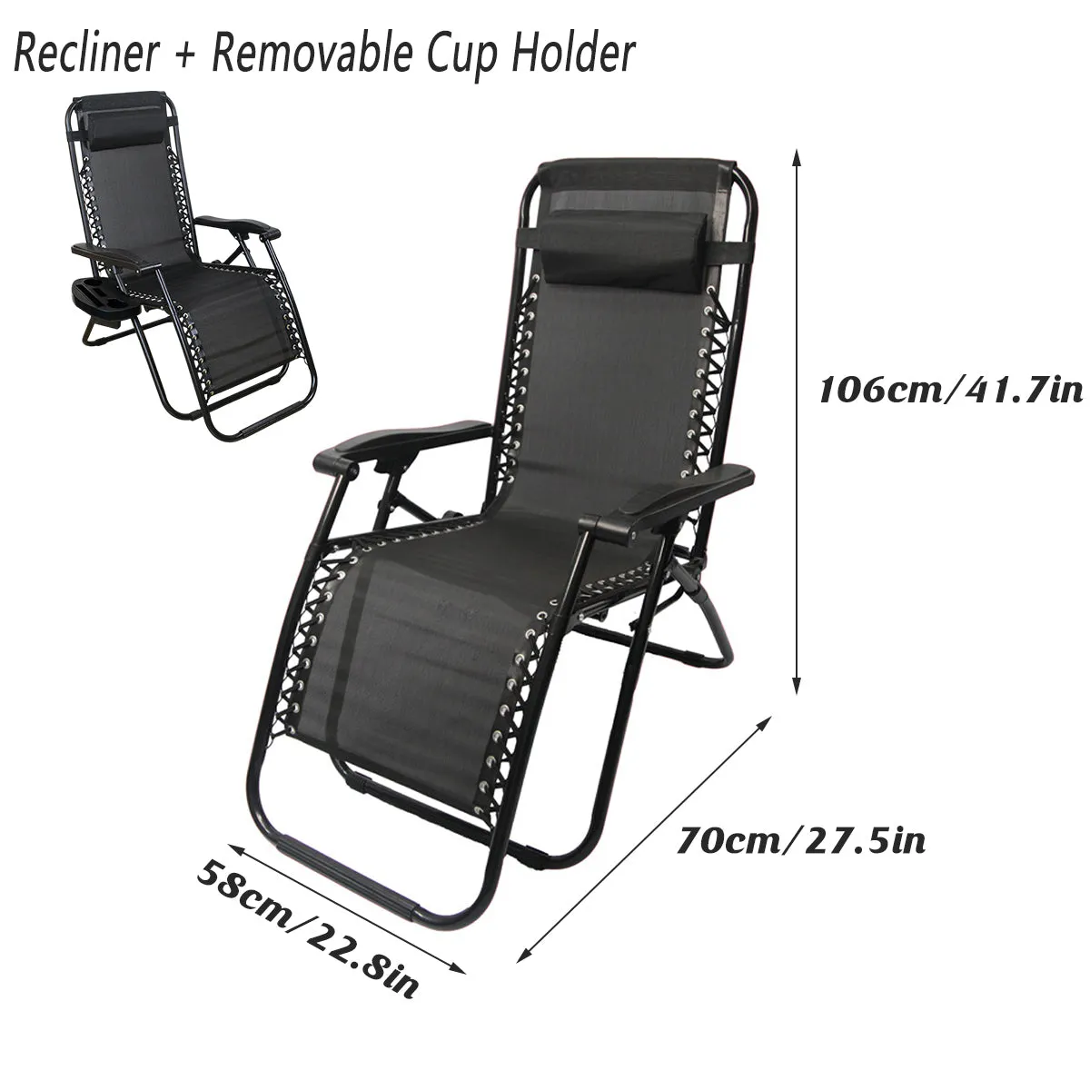 Cool Black Self-produced Nap Folding Recliner Office Lunch Beach Chair