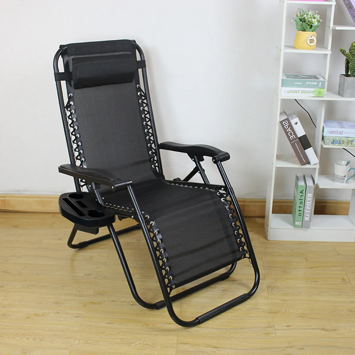 Cool Black Self-produced Nap Folding Recliner Office Lunch Beach Chair