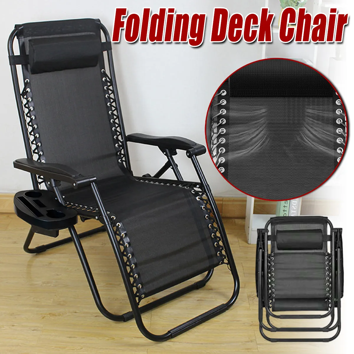 Cool Black Self-produced Nap Folding Recliner Office Lunch Beach Chair