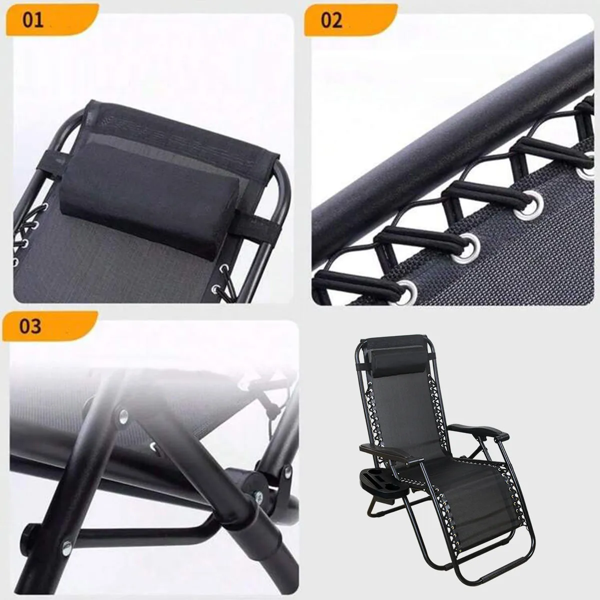 Cool Black Self-produced Nap Folding Recliner Office Lunch Beach Chair