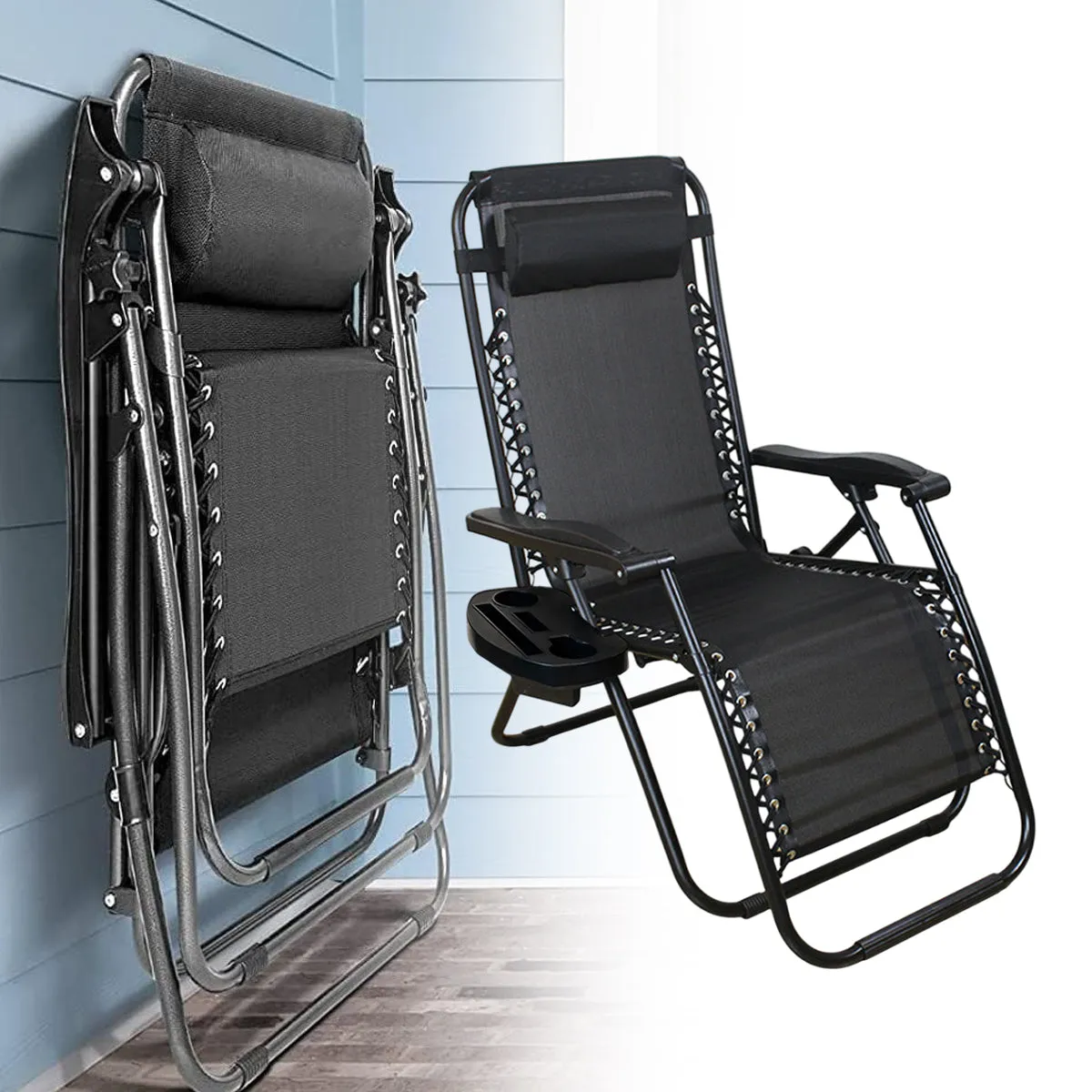 Cool Black Self-produced Nap Folding Recliner Office Lunch Beach Chair