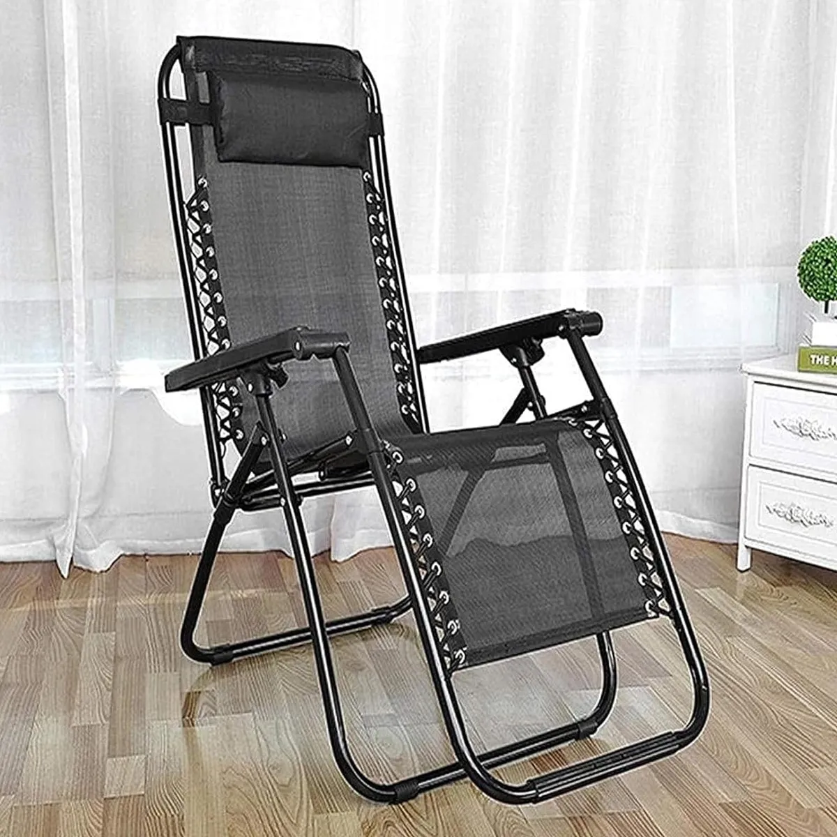 Cool Black Self-produced Nap Folding Recliner Office Lunch Beach Chair