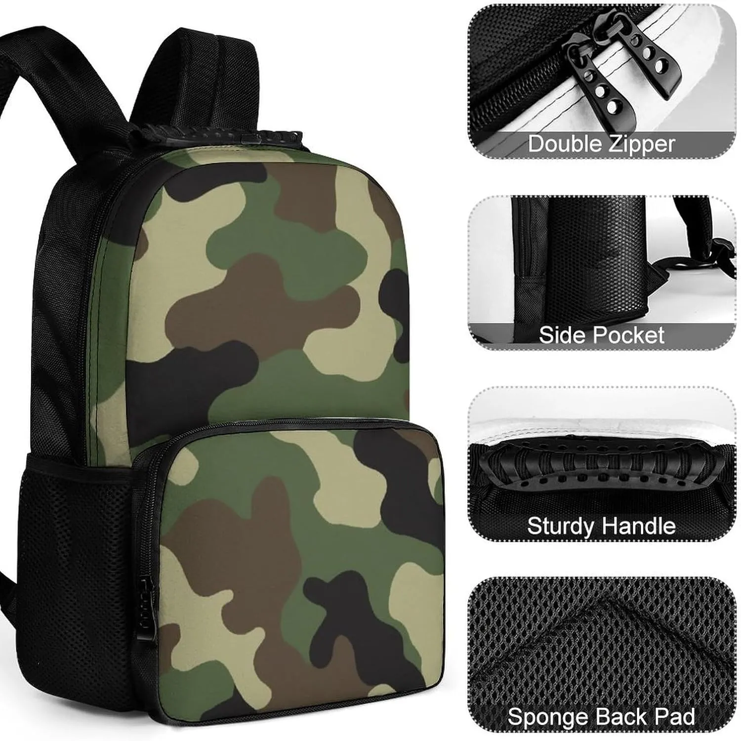 Cool Camo Military Camouflage Daypack Polyester Anti-Theft Multipurpose Bookbag Big Capacity Gym Outdoor Hiking Backpack With Adjustable Shoulder Straps