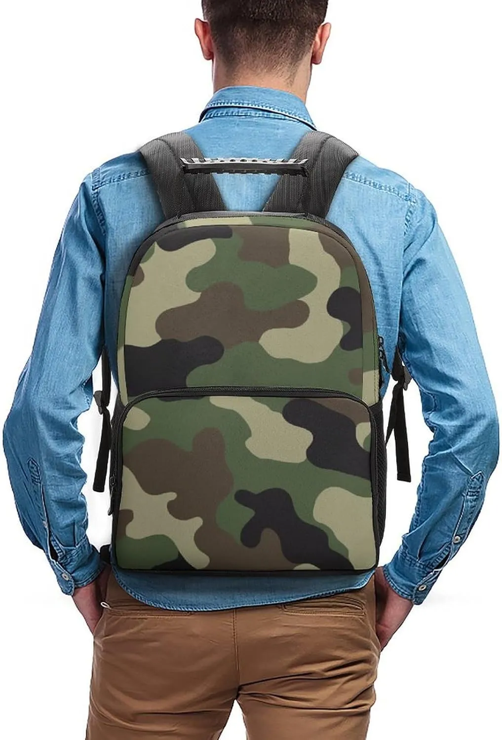 Cool Camo Military Camouflage Daypack Polyester Anti-Theft Multipurpose Bookbag Big Capacity Gym Outdoor Hiking Backpack With Adjustable Shoulder Straps