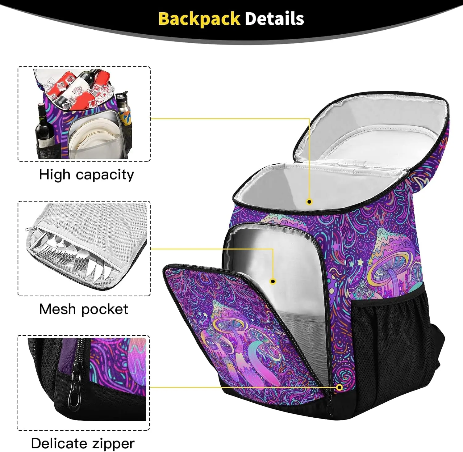 Cooler Backpack Insulated Leak Proof Beach Cooler Bag 30 Cans Waterproof Lightweight Soft Lunch Picnic Cooler for Men Women