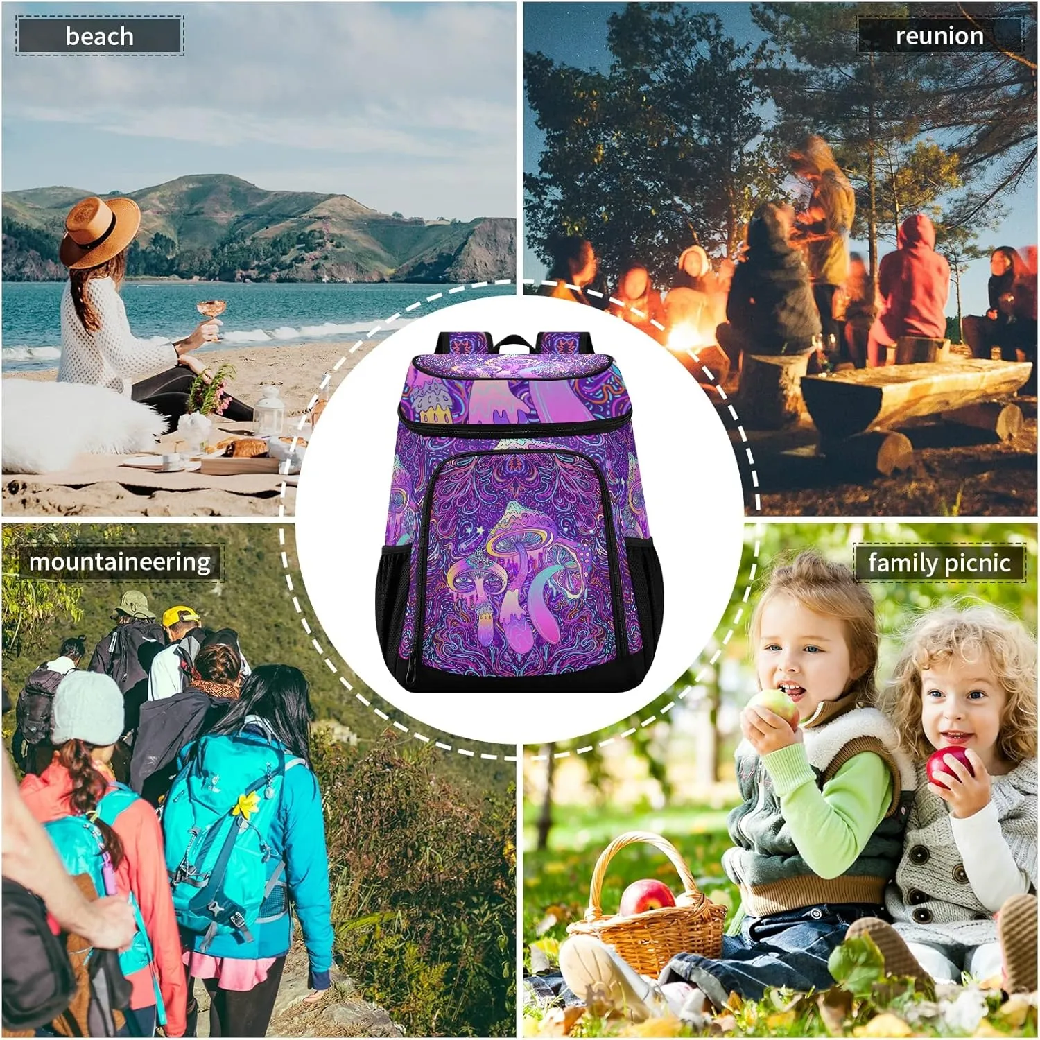 Cooler Backpack Insulated Leak Proof Beach Cooler Bag 30 Cans Waterproof Lightweight Soft Lunch Picnic Cooler for Men Women
