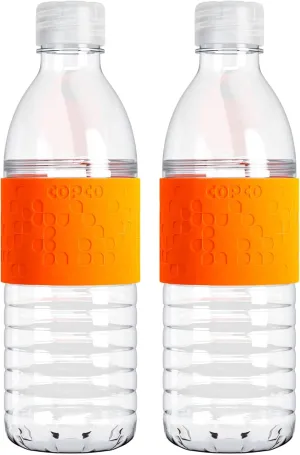 Copco Hydra 16.9 oz Water Bottle with Leak-Proof Lid - Tritan Reusable with Textured Grip Sleeve - BPA-Free, Shatter-Resistant, Dishwasher Safe for Travel, Gym, Work, Outdoor Adventures (Orange)