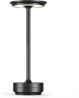 Cordless Table Lamps, Portable Rechargeable LED Battery Powered Touch Table Light, 3 Color Stepless Dimming Modern Metal Table Lamp, for Home/Bedroom/Restaurant/Reading(Black)