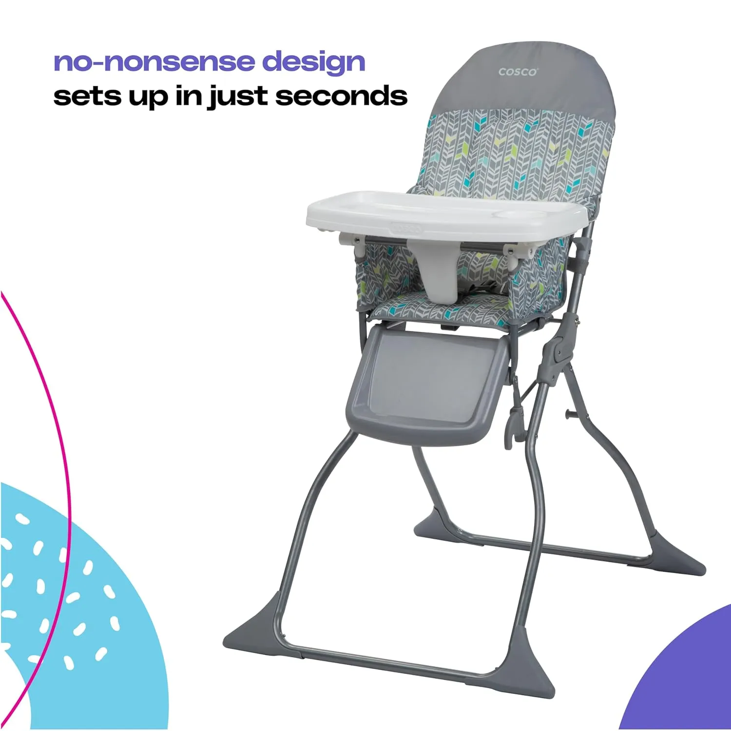 Cosco Kids Highchair for Baby, Simple Foldable High Chair, Convenient, Lightweight, and Compact Design, Posey Pop