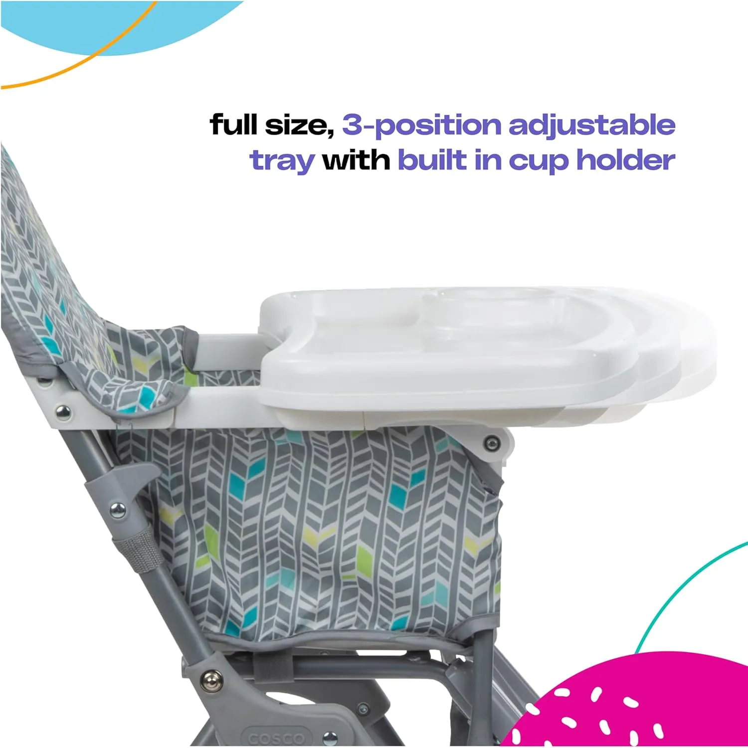 Cosco Kids Highchair for Baby, Simple Foldable High Chair, Convenient, Lightweight, and Compact Design, Posey Pop