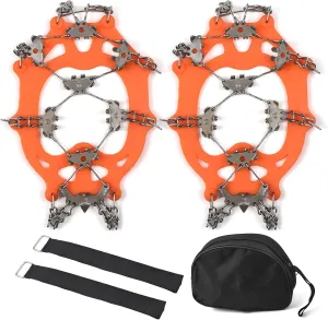Cousopo 24 Spikes Snow Shoes 32 Spikes Traction Cleats Antiskid Shoes Climbing Crampons 32-Tooth Ice Claw Stainless Steel -Slip Shoe Cover Snow -Slip Device -Slip Chain