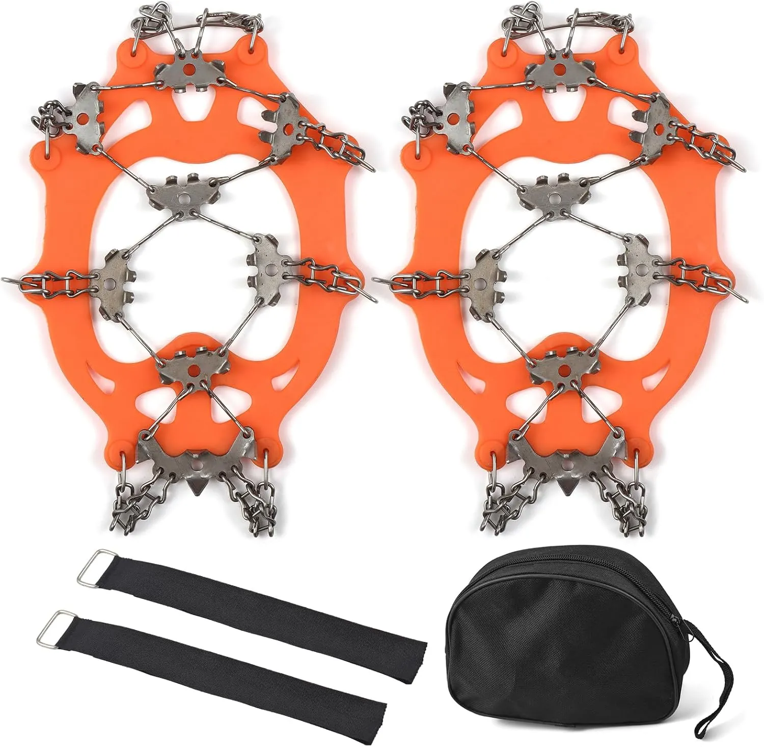 Cousopo 24 Spikes Snow Shoes 32 Spikes Traction Cleats Antiskid Shoes Climbing Crampons 32-Tooth Ice Claw Stainless Steel -Slip Shoe Cover Snow -Slip Device -Slip Chain