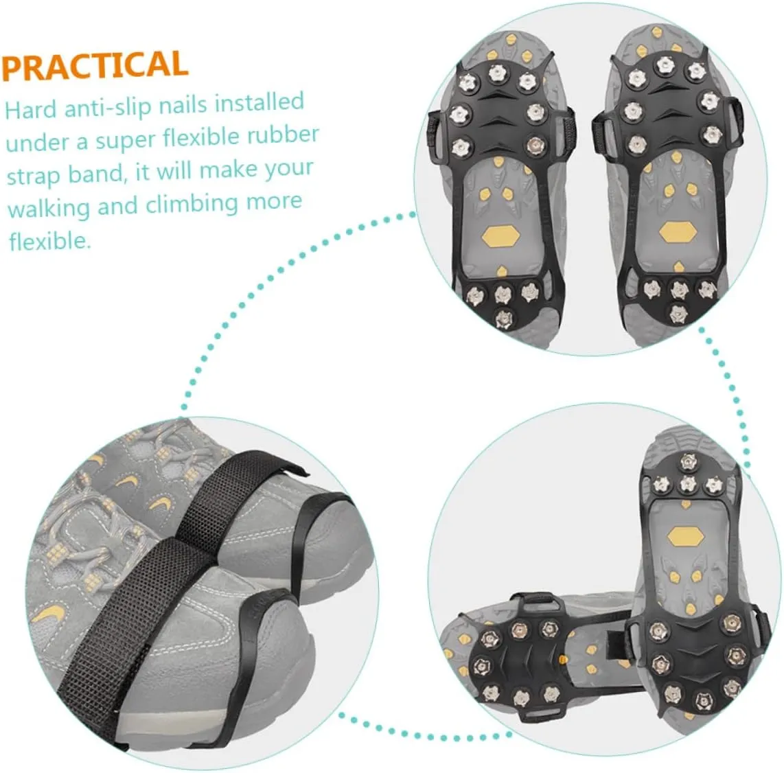 Crampon Shoe Covers Snow Spikes for Boots Shoe Ice Grippers Ice Cleats for Boots Traction Snow Cleats