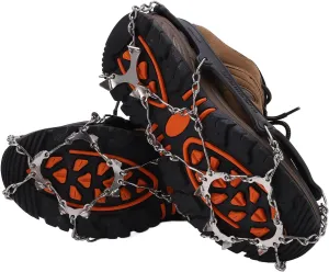 Crampons, 12 Tooth Mountaineering Shoe Ice Snow Grips, Stainless Steel Anti Slip Thickened Not Bending Boot Spikes, for Hiking Walking Mountaineering(M)