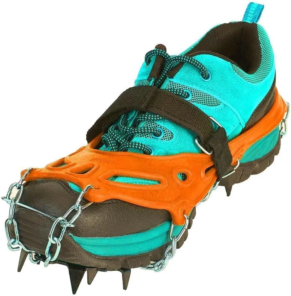 Crampons, 14 Spikes Anti Slip Crampons, Ice Cleats with Reinforced Hook Annulus, Traction Snow Grips for Hiking Fishing Walking Climbing Mountaineering