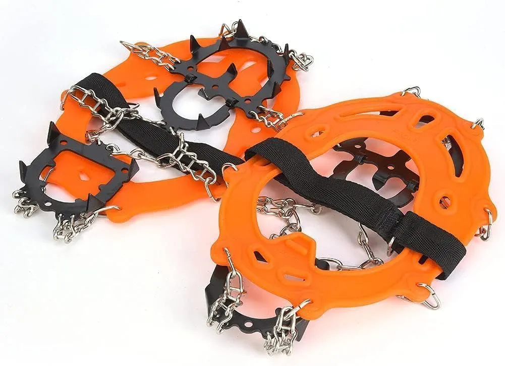 Crampons, 14 Spikes Anti Slip Crampons, Ice Cleats with Reinforced Hook Annulus, Traction Snow Grips for Hiking Fishing Walking Climbing Mountaineering
