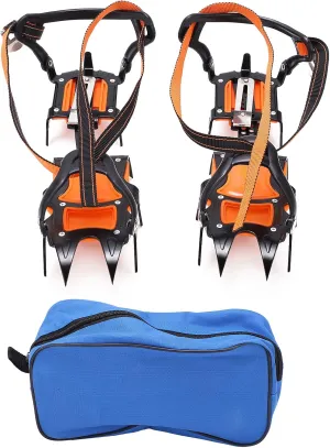 Crampons Anti Slip 12 Teeth High Strength Steel Durable Ice Cleats for Snow Ice Mud Deserts Outdoor Activities