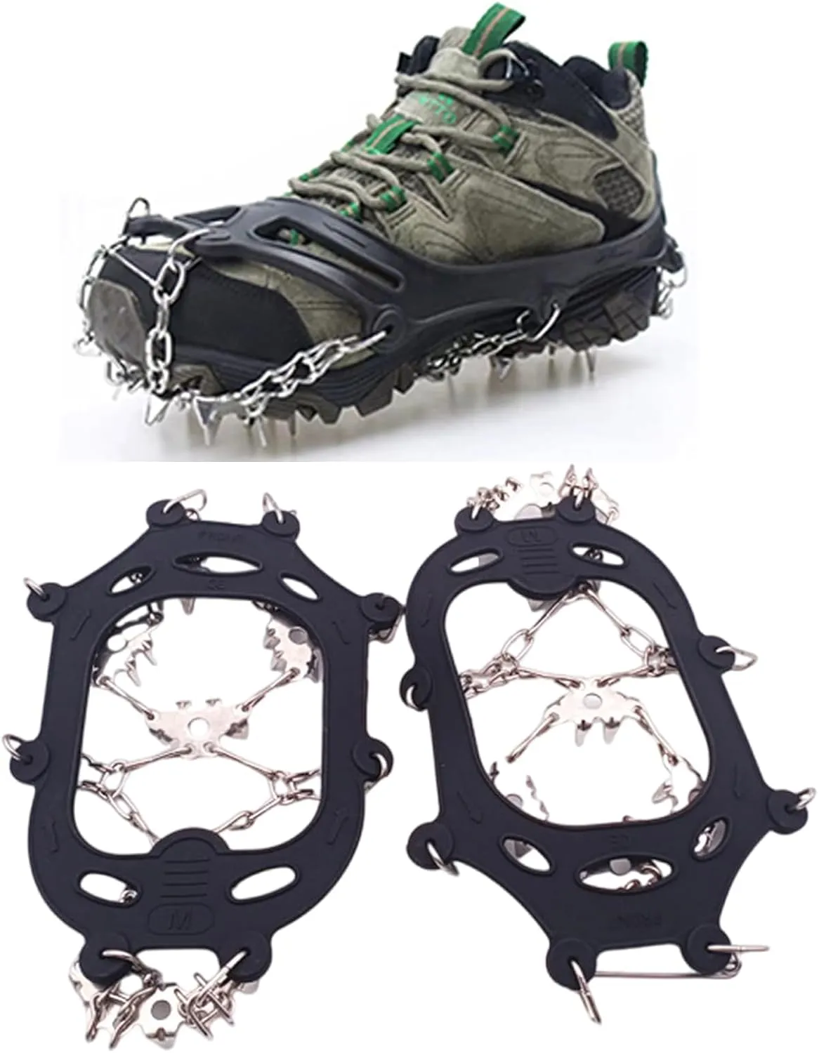 Crampons for Mountaineering Outdoor 24 Teeth Ice Climbing Crampons Ice Crampons Snow Skid Spikes Winter Clip