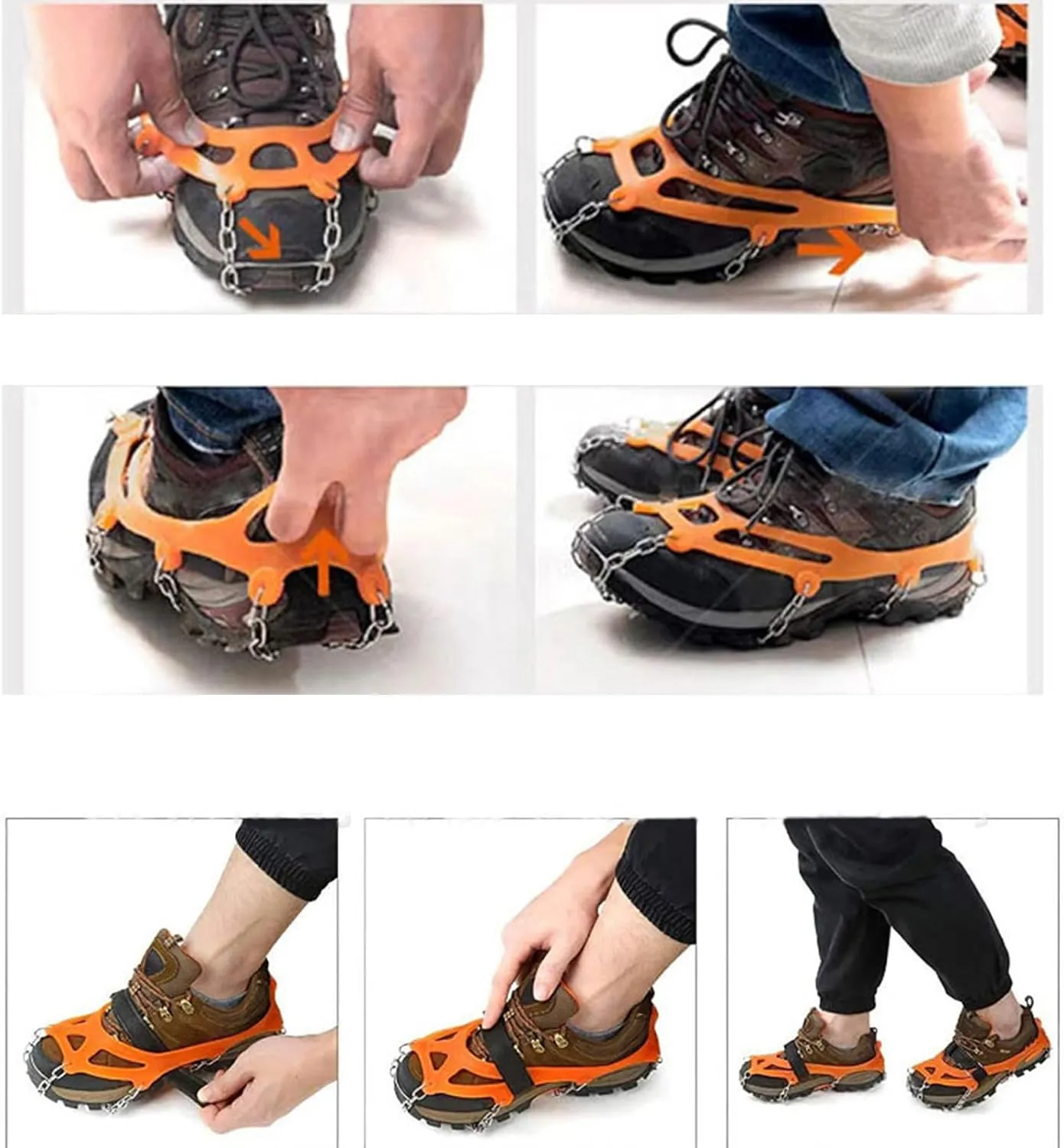 Crampons for Mountaineering Outdoor 24 Teeth Ice Climbing Crampons Ice Crampons Snow Skid Spikes Winter Clip