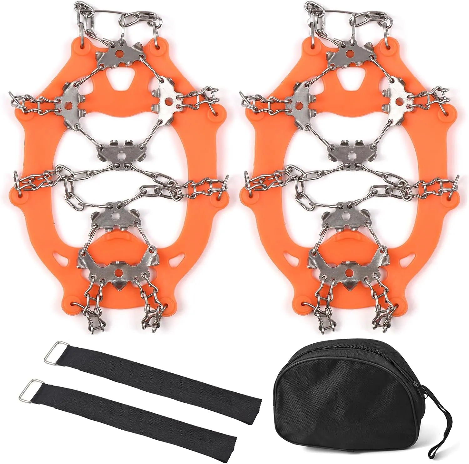 Crampons for Shoes, Ice Cleats Traction 201 Stainless Steel 24 Spikes Grippers for Walking Jogging Hiking